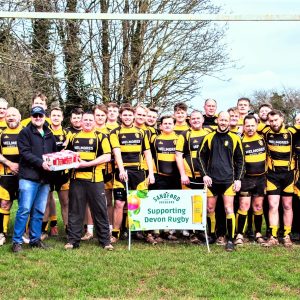 Crediton 3rd XV win the Sandford Orchards Devon Merit Table Team of Month February 23